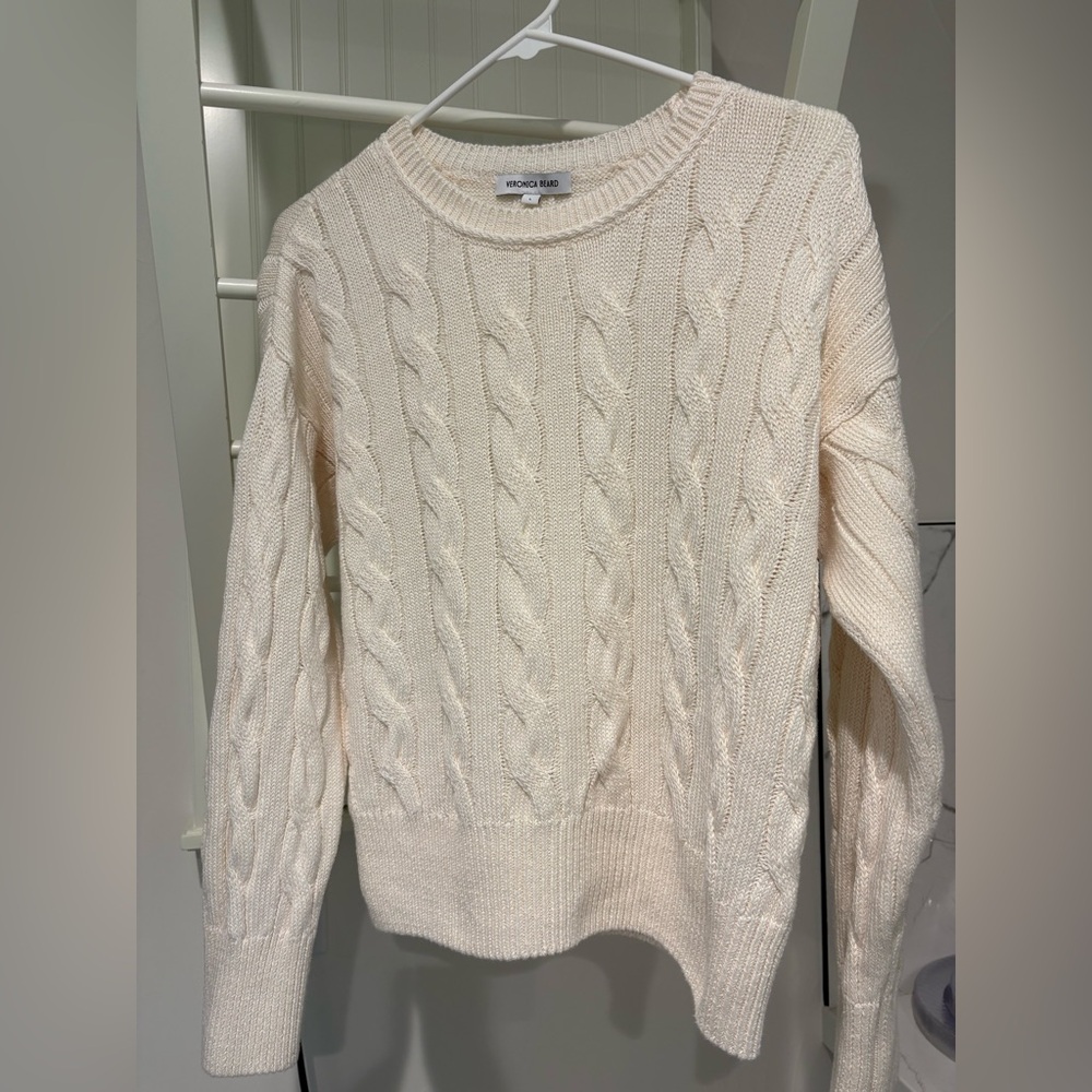 Veronica Beard Cream Cable Knit Sweater